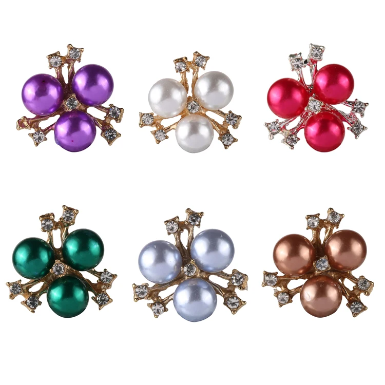 Custom Jacket Shank Button Wholesale Metal Triangle Shape Rhinestone Pearl Buttons For Wedding