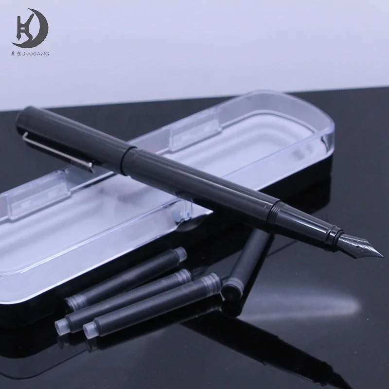 JX-002  Business Gift Writing Pen Set Custom logo Gun Black Color Metal Writing Pen With Flat Clip Advertising Calligraphy Pen