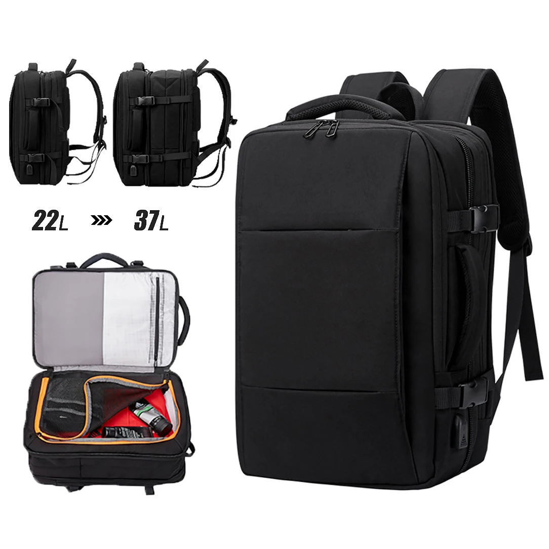 Mochila Viaje Backpack Waterproof with USB Charging Expandable Travel Luggage Trolley Laptop Backpack