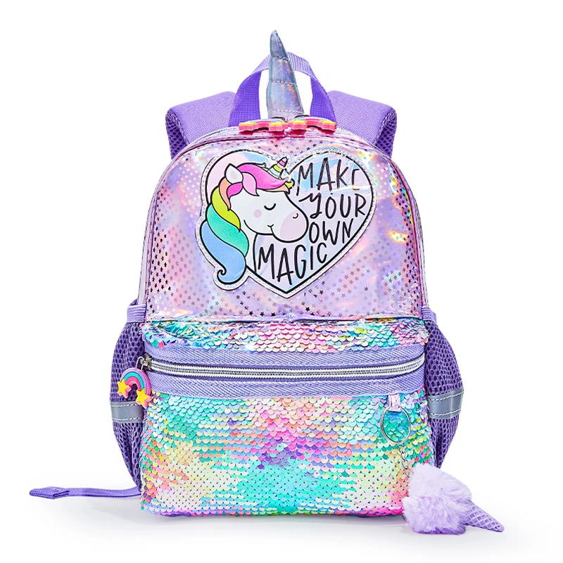 Rainbow Sequins Unicorn Cute Morral Escolar Girl Teen Student Backpack Kids Bag School Bag For 3-6 Years Children
