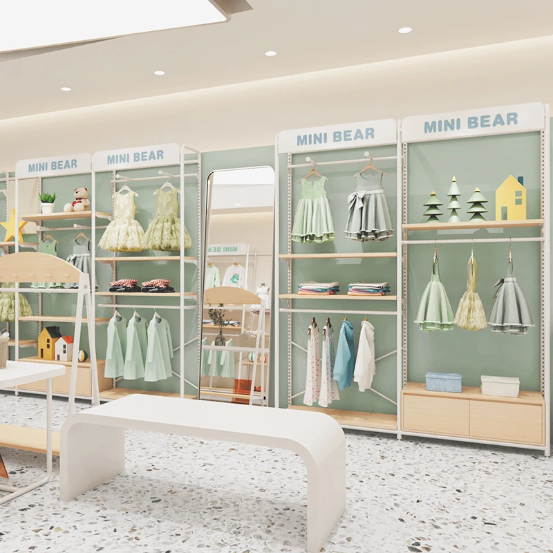 Meicheng Retail Garments Shop Furniture Clothes Shop Stand Metal Baby Clothing Display Rack For Retail