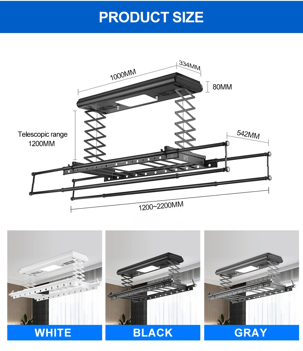 Low Price Intelligence Remote Control Electric Clothes Drying Rack  Balcony Hanging Clothes Drying Rack For Home
