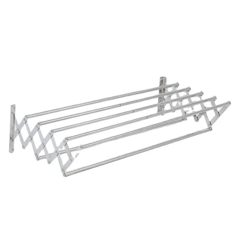 Stainless Steel Balcony Telescopic Clothes Pole Drying Rack Push-pull Folding Drying Rack Outdoor Installation