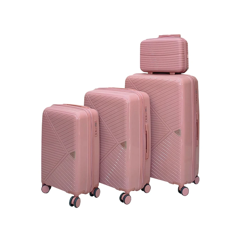 Marksman  Popular PP Luggage Sets Hot Sale Metallic Suitcase 4 Wheels Spinner Caster Zipper High Quality Long Distance Travel