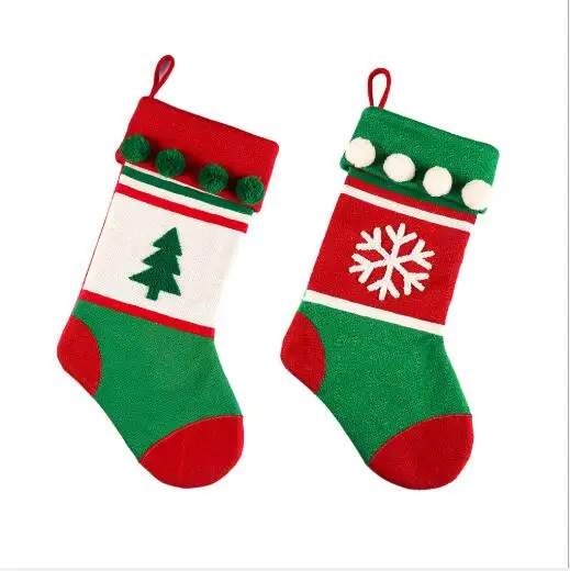 Hot selling candy gift decoration Christmas socks Personalized Christmas tree snowflake pattern Christmas socks