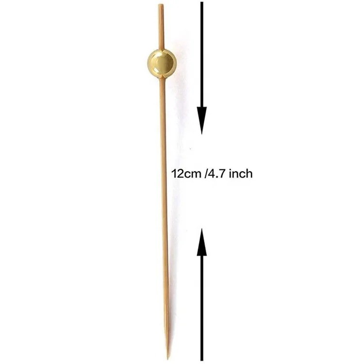 Party Food Supplies 4.7 Inch Toothpicks Bamboo Cocktail Picks Gold Pearl