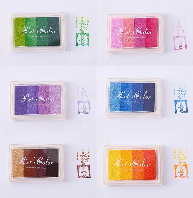 4 Colors gradient ink pad fingerprint stamp pad  colorful DIY student decoration ink pad