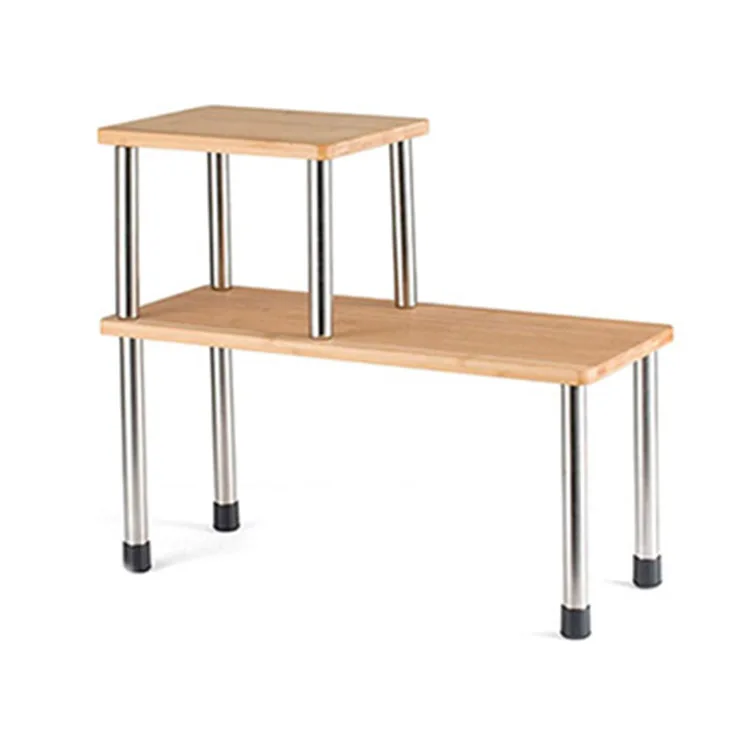 Kitchen Countertop Organization Rack Stackable Bamboo Corner Shelf
