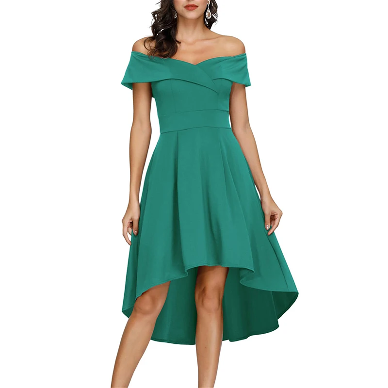 Женское элегантное асимметричное однотонное платье