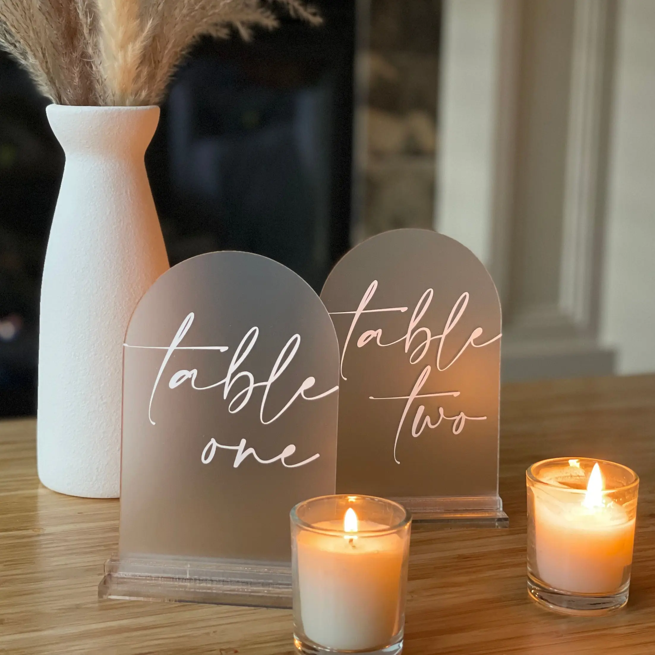 Wedding Arch Clear Acrylic Place Decorations Table Centerpieces Signs Table Number Cards With Wooden Base