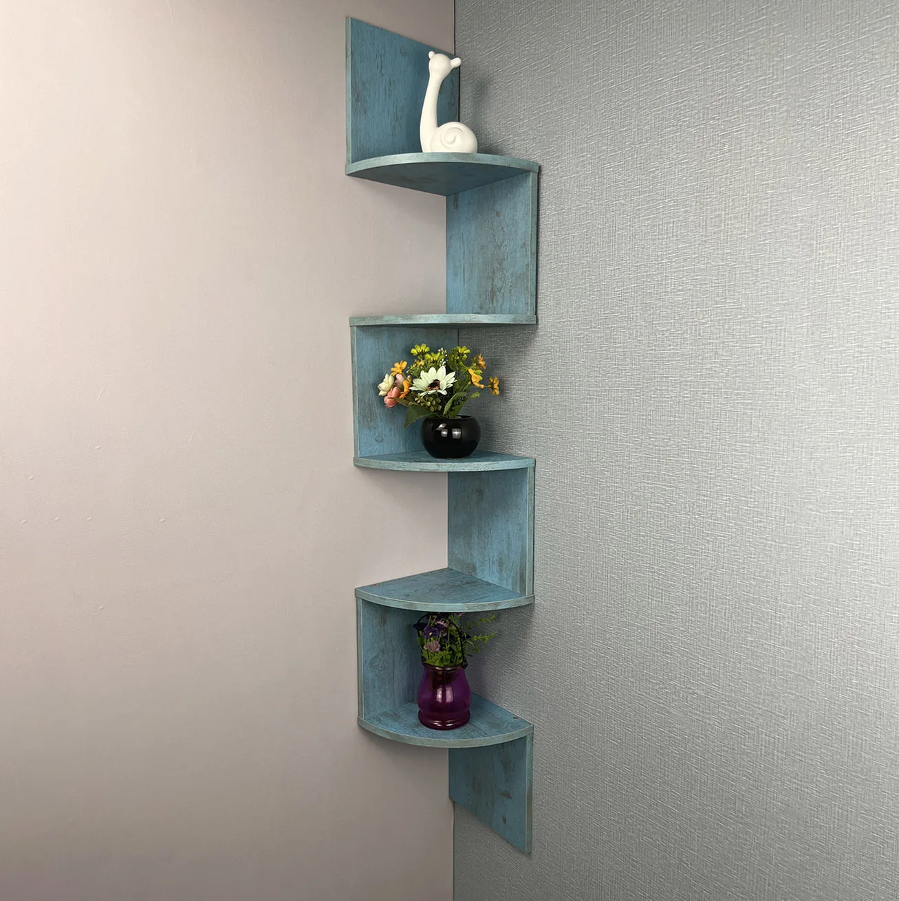 Wholesale New Retro green Floating Book Flower Shelves Wall Mount Wooden Hanging Ledge Corner Storage Shelf