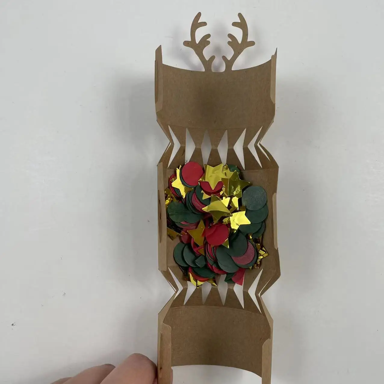 Unique cute hand-made paper crafts with confetti inside for Christmas