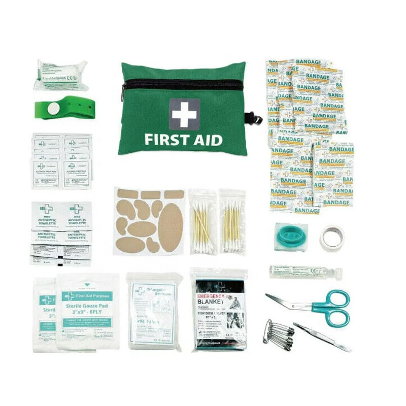 43PCS Mini Emergency Survival Medical Travel Hiking Pocket Car Green Family First Aid Kit