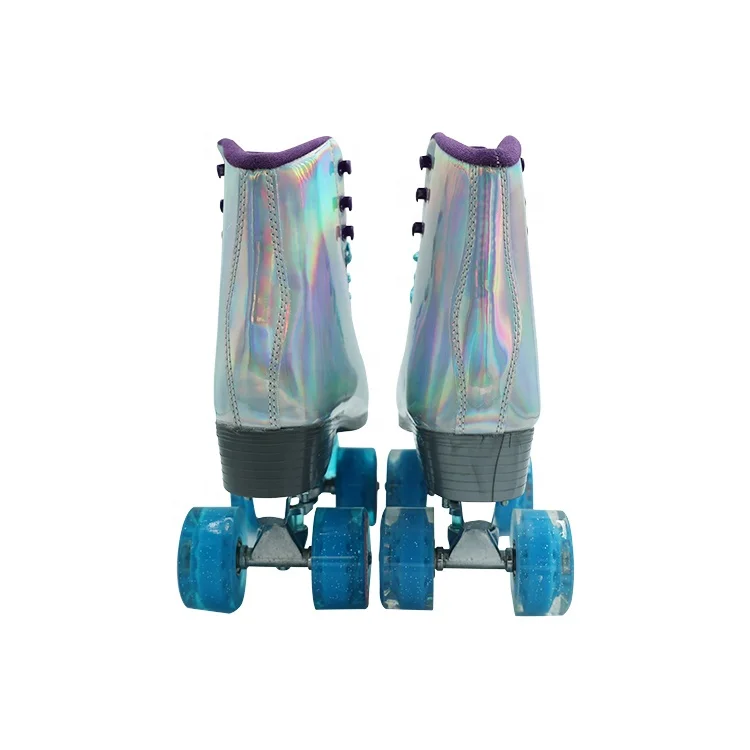 Professional four wheels inline women flashing shoes 4 wheel quad roller skate adult