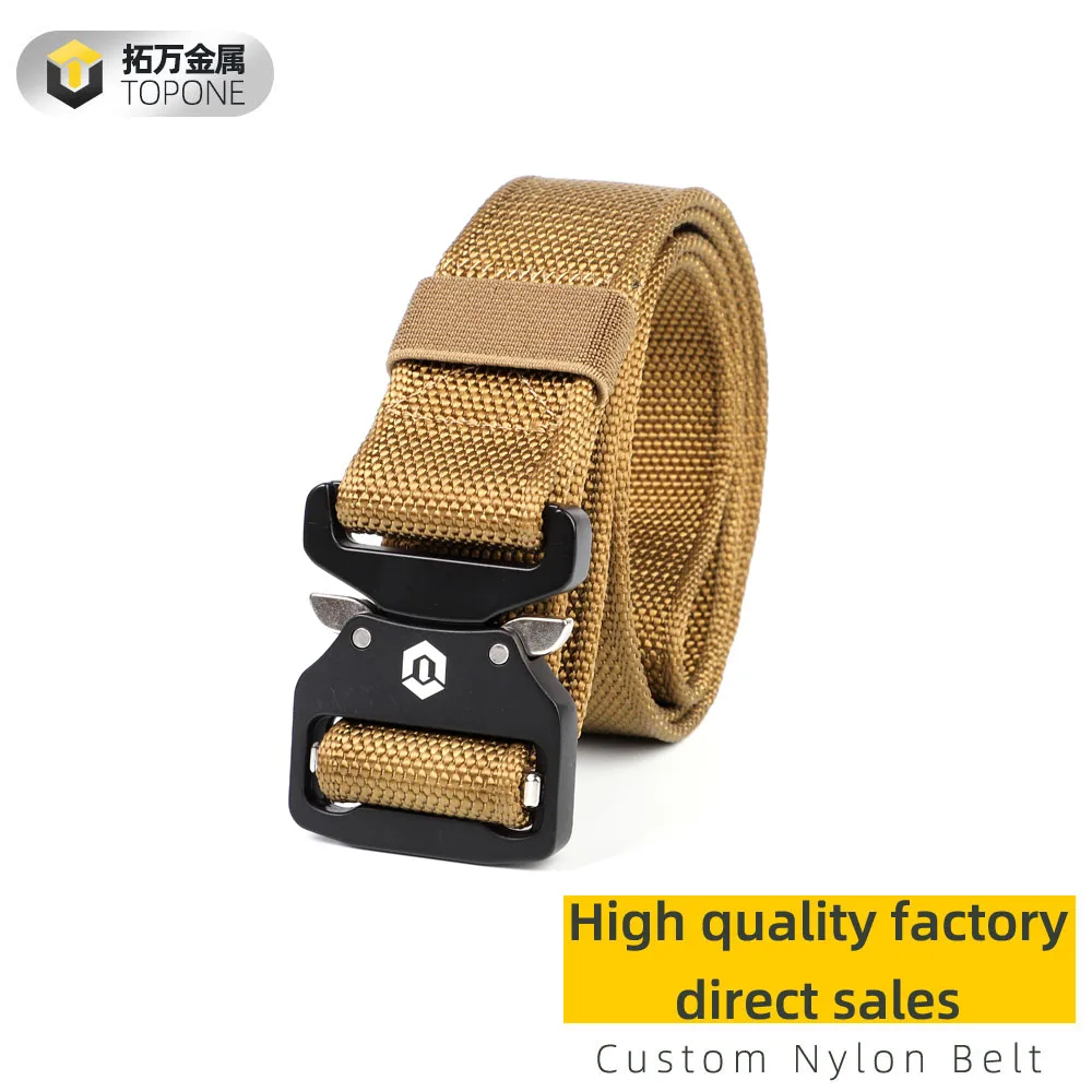 Logo Custom Zinc Alloy buckle Quick Release Strong Jacquard nylon Webbing Belt for Men