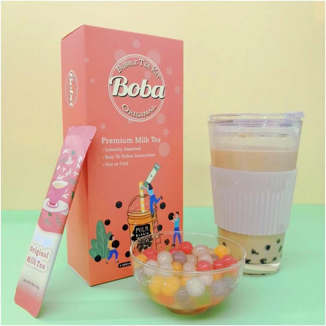 Instant Boba Original Flavor Bubble Tea Supplier One Stop Service with PLA Straw