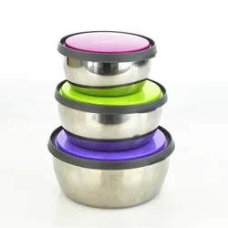 stainless steel food container with lid bowl seal bowl of fresh round refrigerator storage lunch large boxes