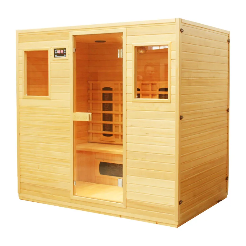 Fanland traditional solid wood 4 person far infrared indoor sauna fashion nudist  detox home sauna