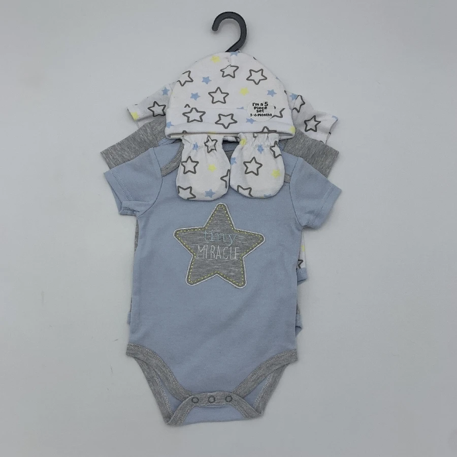 Wholesale 100% Cotton Baby Romper Bodysuit Set Soft Knitted Shorts Short Sleeves Quality Clothing for 0-3 Months Fall Season