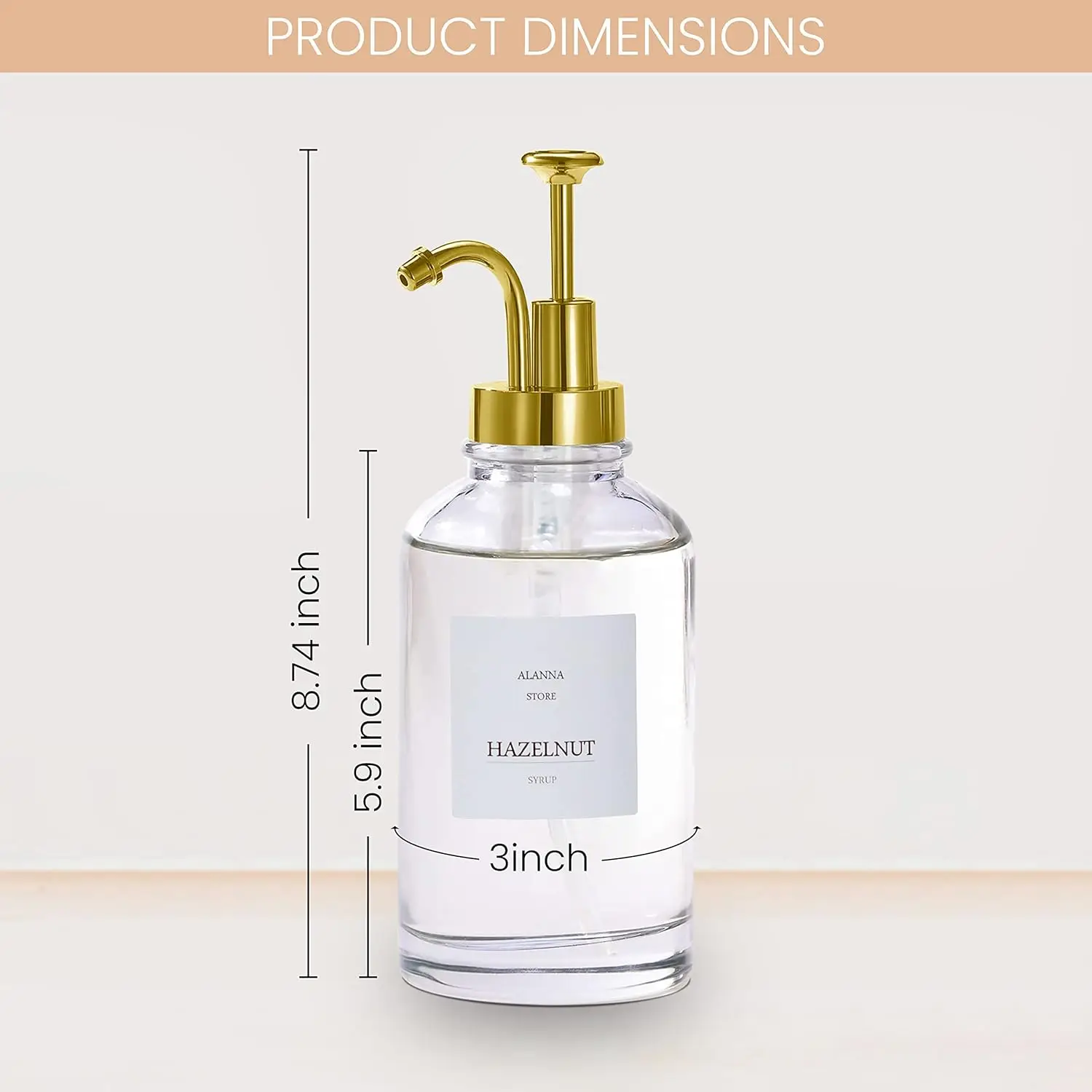 Hot Sale Transparent Glass Dispenser Bottle for Lotion with Pump Home Coffee Bar Coffee Syrup Dispenser