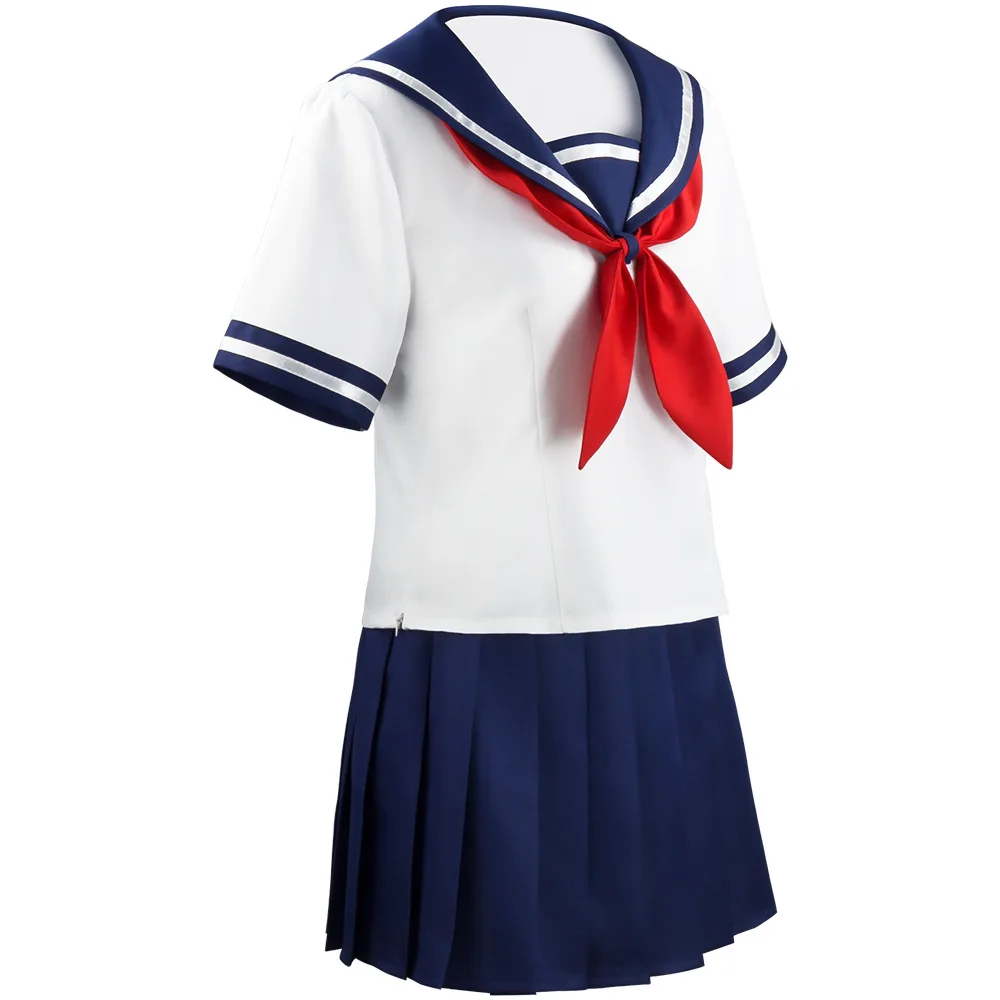 Game Yandere Simulator Ayano Aishi Cosplay Costume Girls JK Sailor Uniform White Blue Skirt Halloween Outfit Set