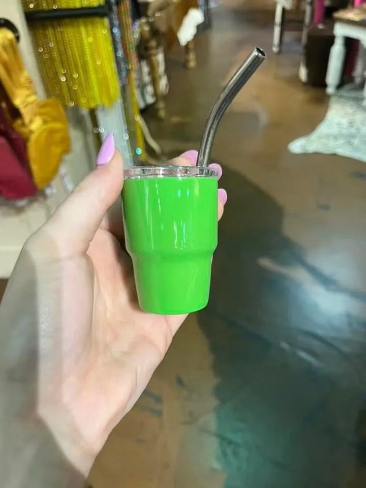 MAX APPAREL Metal Mini 2OZ Shot Glass Tumbler With Straw Lid