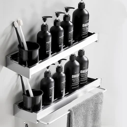 2 Pieces Black Shower Caddy With 1 Soap Holder Wall Mounted Bathroom Shelf Rack Bathroom Towel Racks For Beauty Organizer