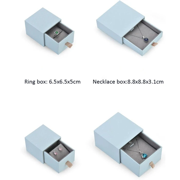 Wholesale Cardboard Navy blue white Sliding Drawer Wedding Jewelry Watch gift box packaging