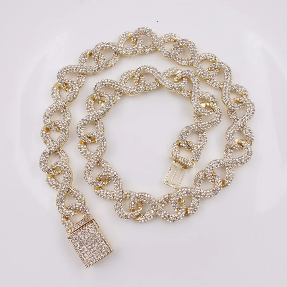 custom Hip hop jewelry gold plated alloy iced out big size cuban Chain Men Cuban Necklace Chains