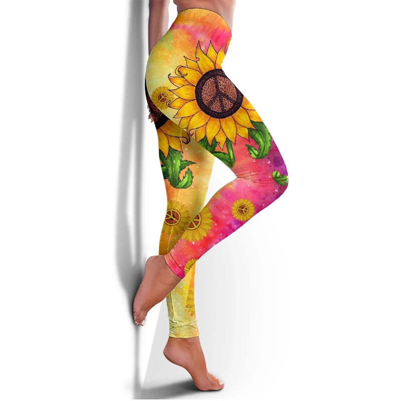 
2020 new autumn High waisted snowflower sexy fitness printed yoga pants leggings 