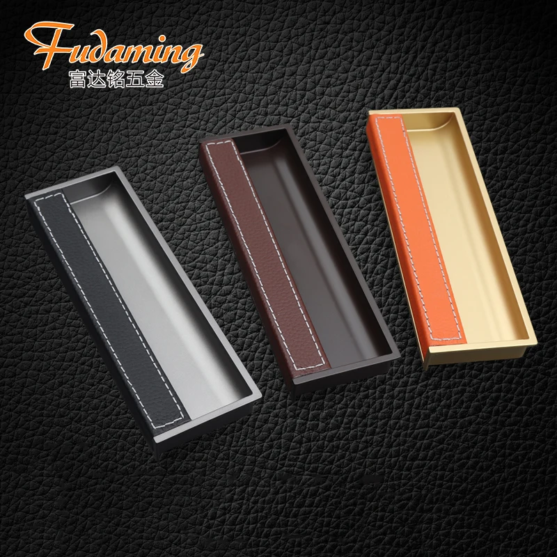 
Современная простая Встраиваемая кожаная ручка zamak для кухонного шкафа, двери, гардероба, комода 