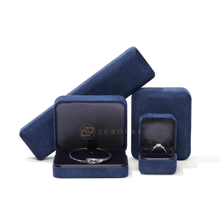 Factory wholesale velvet gift jewellery jewelry packaging box personalised jewellery boxes with logo custom for ring/bracelet