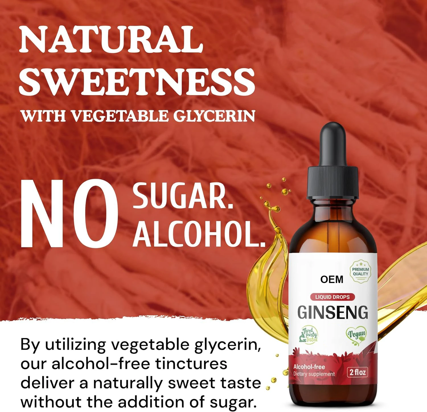 OEM Wholesale Organic Ginseng Panax Korean Red Panax Ginseng Extract Liquid for Energy Boost & Cognitive Function Focus