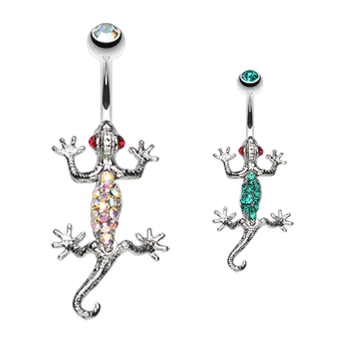 Gecko Lizard Belly Button Ring Stainless Steel Belly Piercing Body Jewelry
