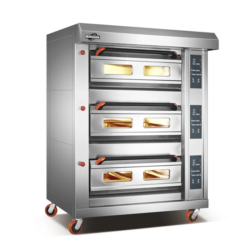 Homphon Supplier Pizza Baking Oven Electric Stainless Steel 2 Deck 4 Tray Cake Making Machine