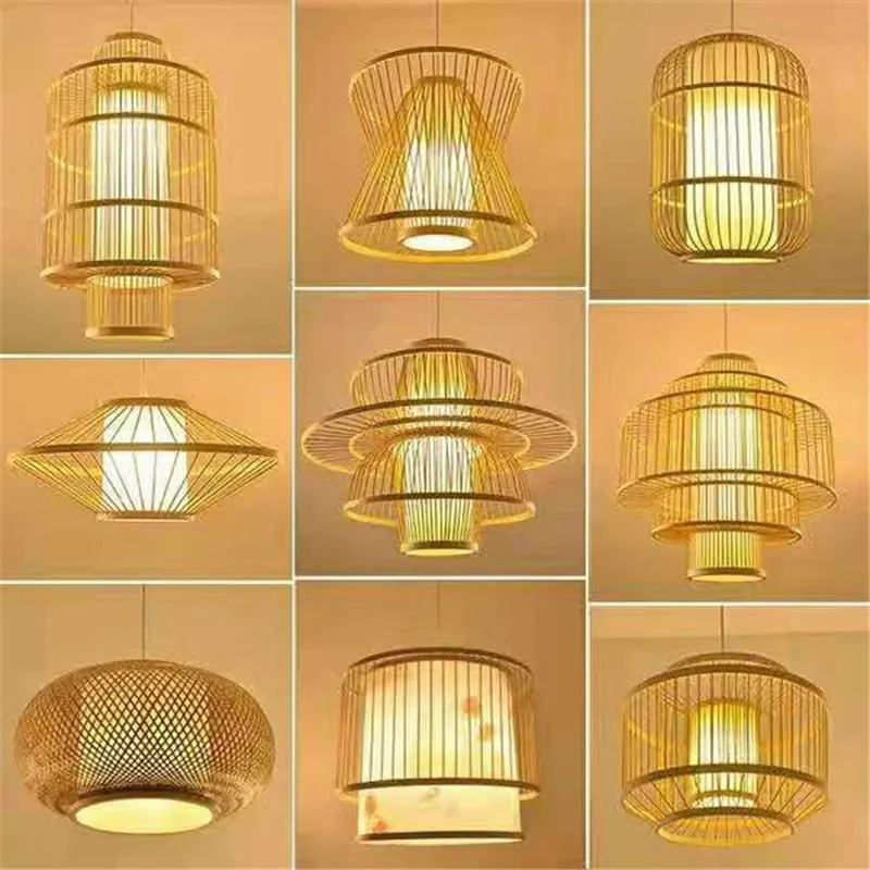 New Bamboo Wicker Rattan Wave Shade Pendant Light Hanging Ceiling Lamp Fixture Home Decor Lampshade