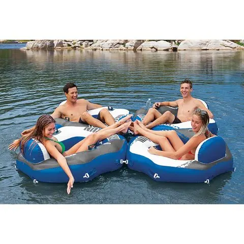 Intex 58854 River Run Connect Lounge Inflatable Floating Water Tube With Cup Holders