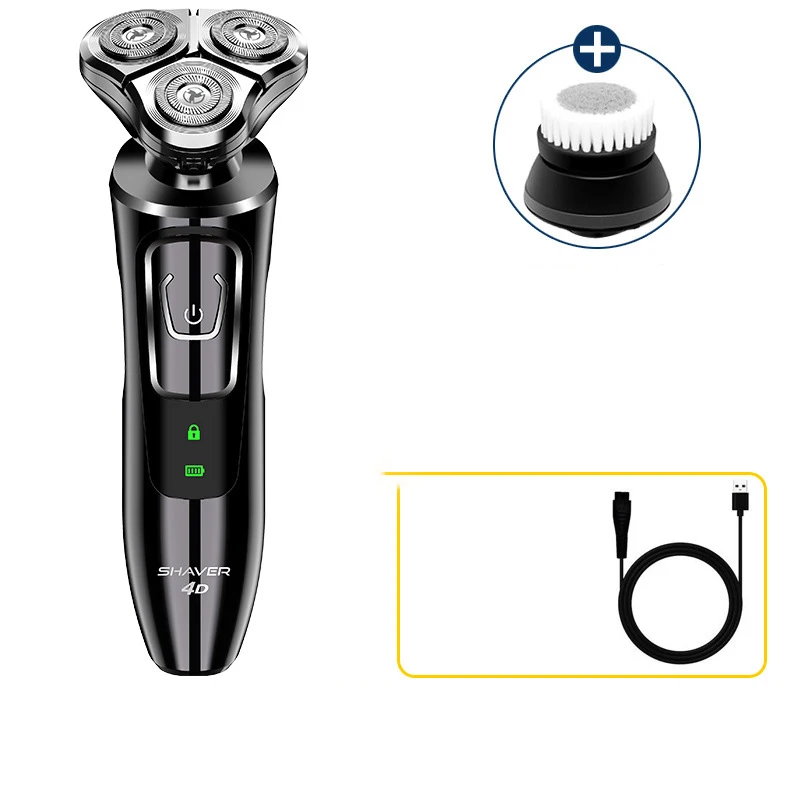 Electric Shaver for Men - 3D Rechargeable Rotary Shaver Wet and Dry Whole Body Waterproof Electric Razor