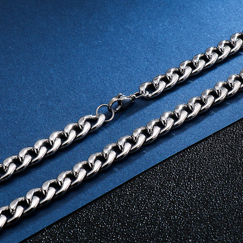 KALEN 3-6.5mm Stainless Steel Curb Cuban Chain Necklace Bracelet Jewelry Set cadenas de acero inoxidable por mayor