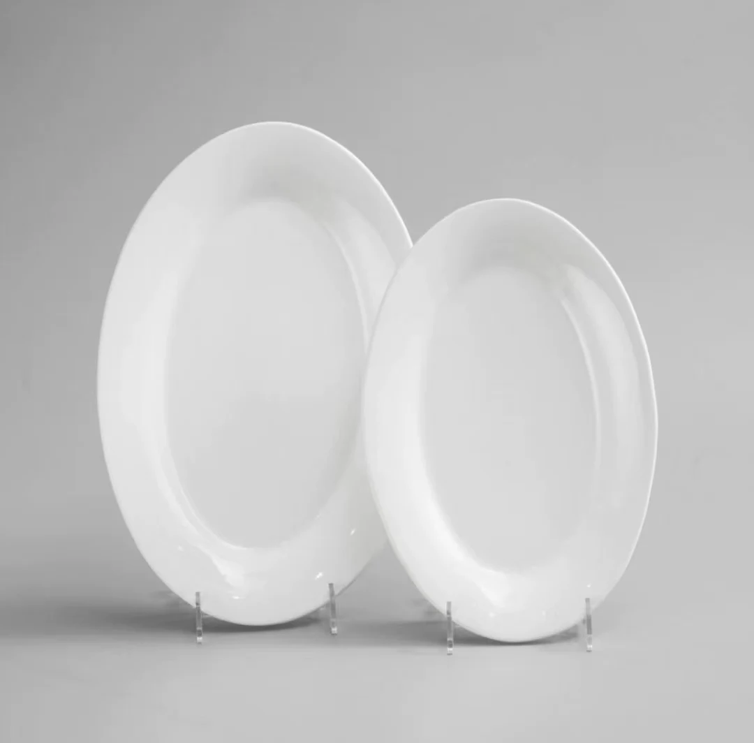 Sustainable Pure White Ceramic Rectangular Plate Europe-Style Fish Dish Glazed Rice Dish Technique