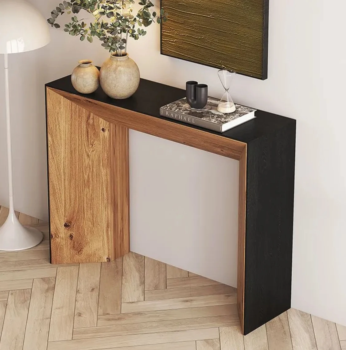 Living Room Furniture Modern Design Wooden Rattan Rectangular Hallway Console Table