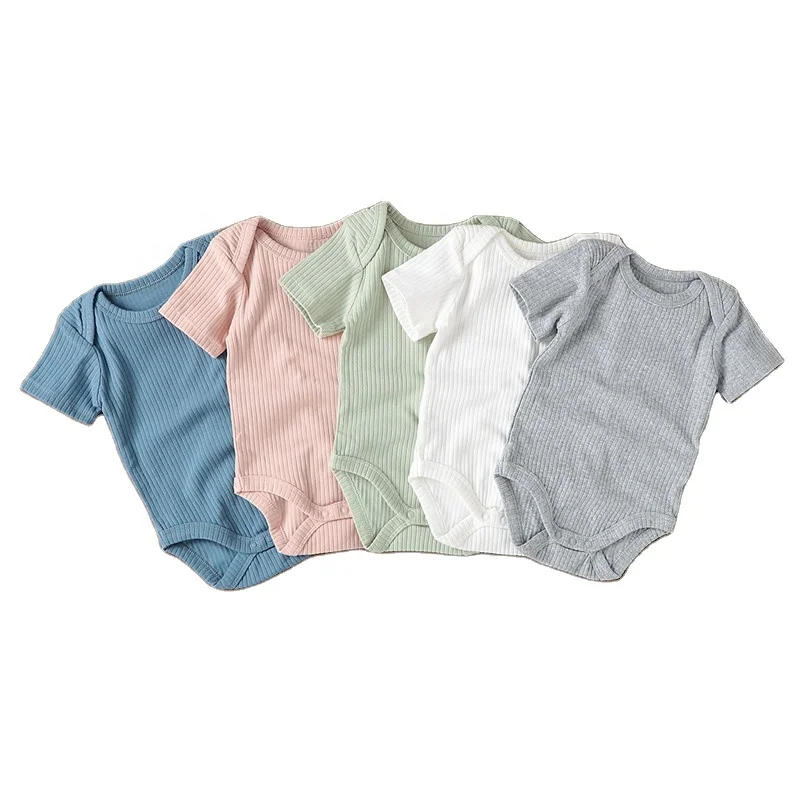 Crawling clothes organic cotton jumpsuit short crawling baby romper envelope shoulder short sleeve baby onesie  infant bodysuit