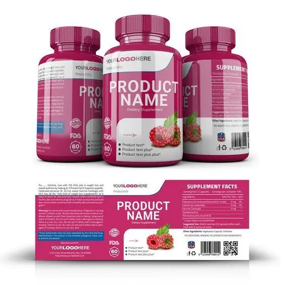 Custom Vitamin C Serum Label Detox Pills Beauty Supplement Plastic Bottle Pharmaceutical Medical Label Sticker