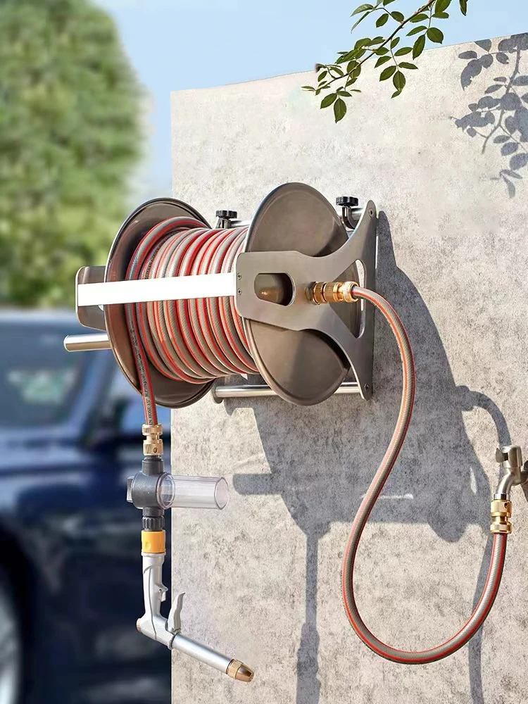 Professional 30m 40m Portable Wall Mounted Garden Hose Pipe Reel Hose Reel In Metal