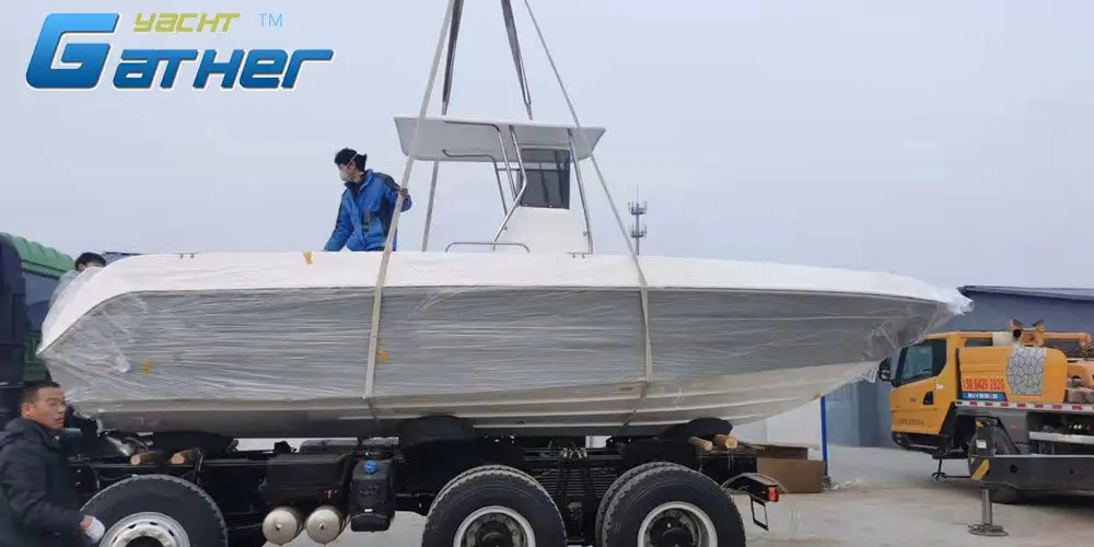 Gather Yacht 25ft Fiberglass Fishing Bait Boats Made in China for Sale