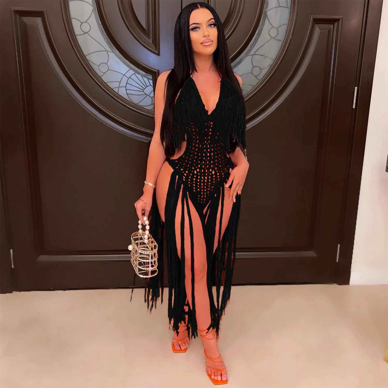 2022 Ladies Women Sexy Casual Wedding Mesh Dresses Stylish Plus Size Jersey Elegant Dress Evening Vintage Lace Crocheted Dresses