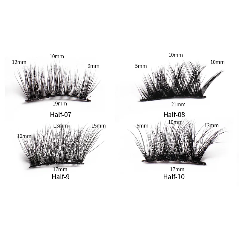 Wholesale 100% handmade elegant charm synthetic Fluffy Faux Mink half eyelashes full black strip Custom Own Brand