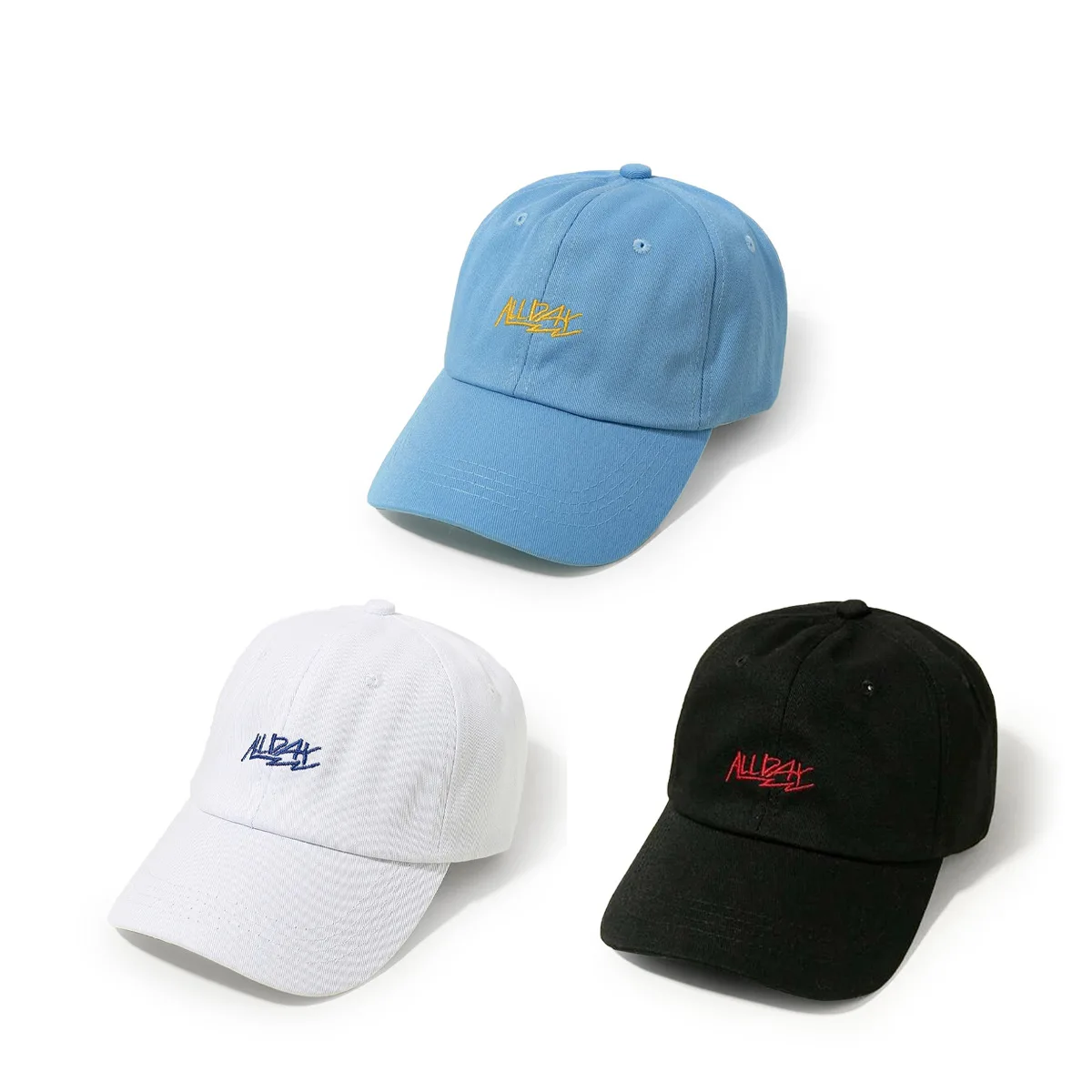 High Quality Promotional All Day Logo Baseball Cap 6-panel Embroidery For Men Hat