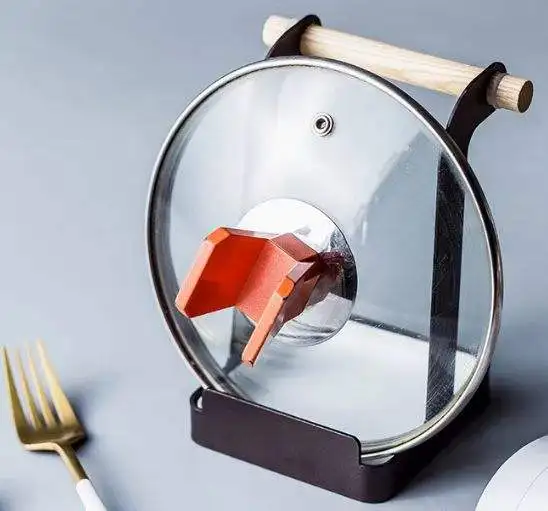 kitchen metal Chopping pan soup spoon ladle pot lid cover Utensil Drying storage Organizer display stand holder rest Rack