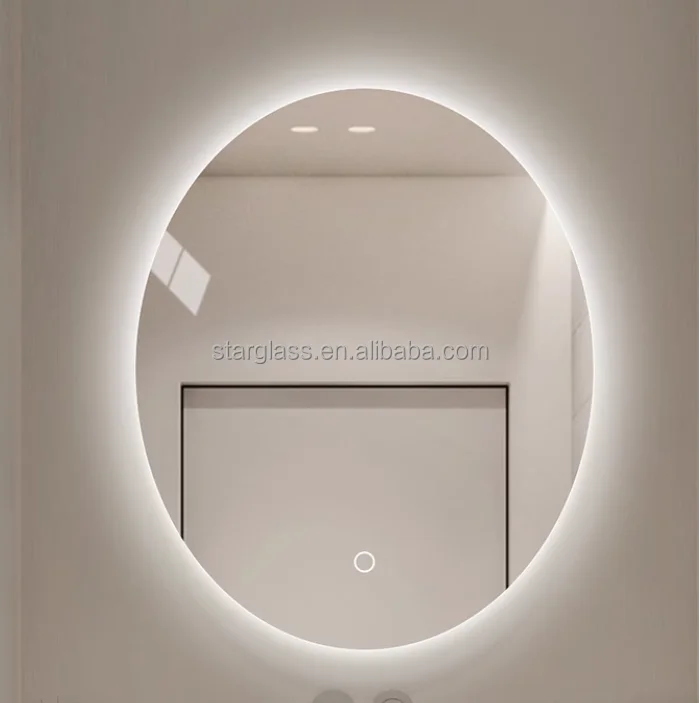 OEM/ODM Lighted Bath Mirrors Toilet Wall Dimming Defogger Oval Bathroom Led Mirror WITH LIGHT